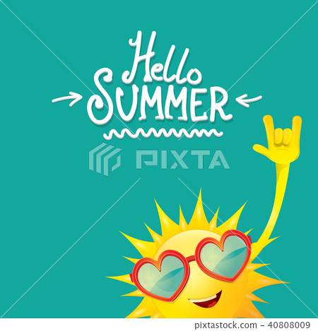hello summer funky rock n roll vector label isolated on azure. summer party background with funky hello summer funky rock n roll vector label isolated on azure. summer party background with funky 40808009