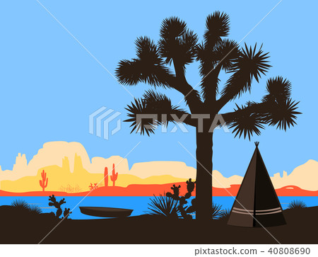 Indian wigwam vector landscape 40808690