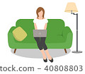 Woman working PC on the sofa 40808803