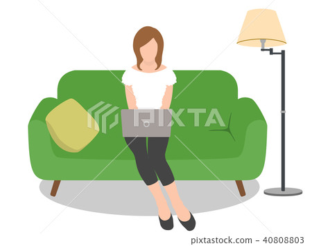 Woman working PC on the sofa 40808803