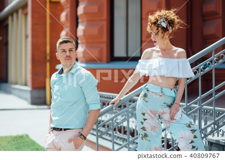 beautiful girl communicates with a stylish guy beautiful girl communicates with a stylish guy 40809767