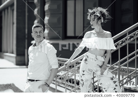 beautiful girl communicates with a stylish guy beautiful girl communicates with a stylish guy 40809770