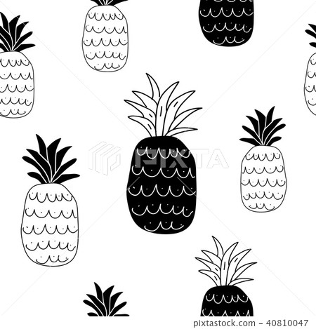 black and white pineapples seamless pattern black and white pineapples seamless pattern 40810047