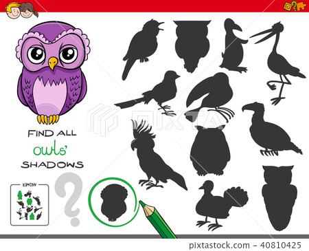shadows game with owl characters - Stock Illustration [40810425] - PIXTA