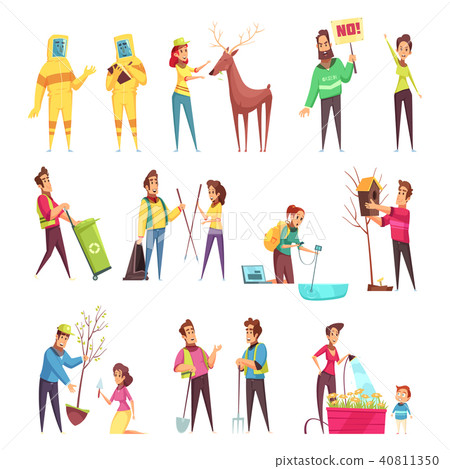 Eco Volunteering Cartoon Set 40811350