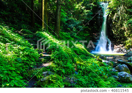 Fresh green Karan waterfall [Sagara Ward, Fukuoka City, Fukuoka Prefecture] 40811545