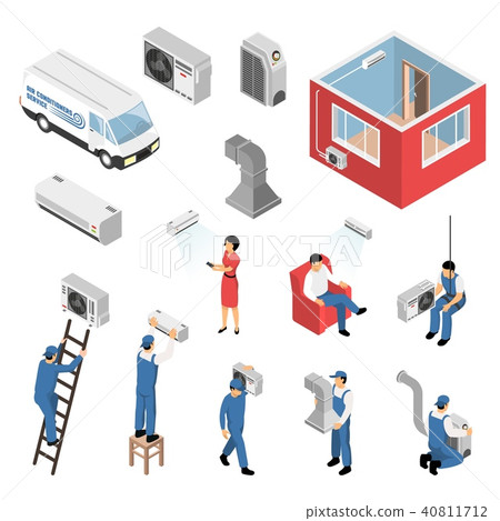Air Conditioners Isometric Set Air Conditioners Isometric Set 40811712