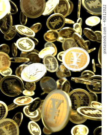 CG例證硬幣落的背景圈子 40812022