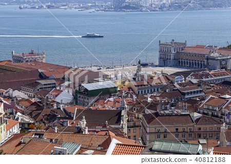 Baixa and Tejo aerial view Baixa and Tejo aerial view 40812188