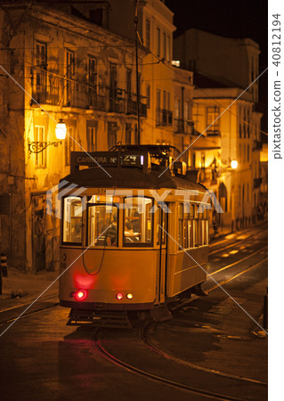 Lisbon tram at night in Alfama Lisbon tram at night in Alfama 40812194