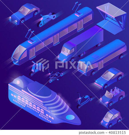 Vector 3d isometric ultra violet urban transportation Vector 3d isometric ultra violet urban transportation 40813515