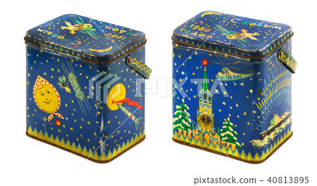 Old iron box from under sweets 1960 Old iron box from under sweets 1960 40813895