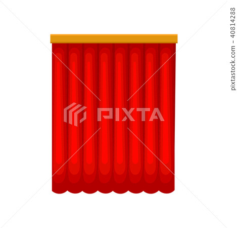 Classical red stage curtains from velvet or velour. Theatrical drapery. Flat vector element for 40814288