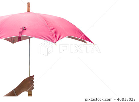 Hand holding a umbrella  isolated on white  40815022