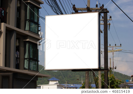 White blank billboard or signboard on street side. 40815419