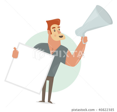 Man says in a megaphone.  40822385