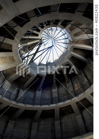Spiral staircase inside the triangle East Port ferry terminal (pyramid of the sea) 40822438
