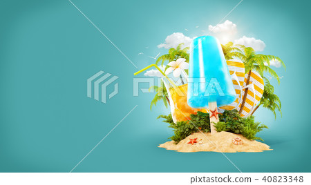 Refreshment ice cream and tropical palm 40823348