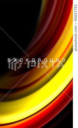 Abstract wave lines fluid rainbow style color stripes on black background 40825781