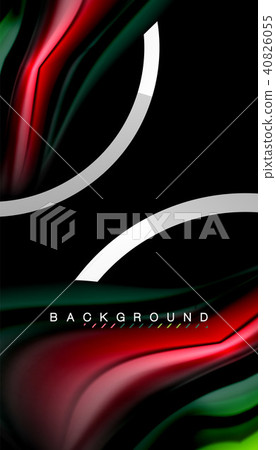 Liquid fluid colors holographic design with metallic style line shape 40826055