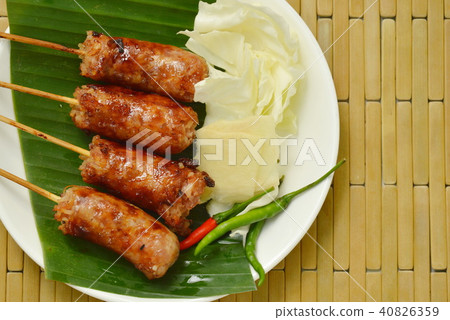 grilled Thai sausage stuffed rice and pork  40826359