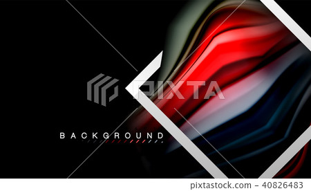 Liquid fluid colors holographic design with metallic style line shape 40826483