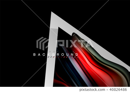 Liquid fluid colors holographic design with metallic style line shape 40826486