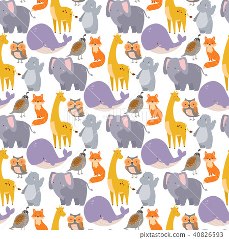 Vector whale zoo animals illustration seamless pattern humpback ocean marine mammal wildlife Vector whale zoo animals illustration seamless pattern humpback ocean marine mammal wildlife 40826593