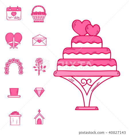 Wedding outline married engagement icons vector illustration. 40827143