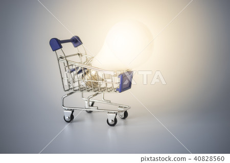 Lightbulb on shopping cart. 40828560
