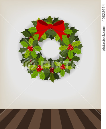 wall with wreath - christmas scene 40828634