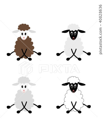 four cute lambs isolated on white backround four cute lambs isolated on white backround 40828636