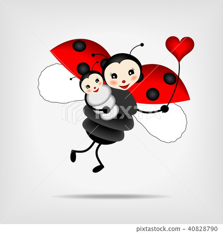 mother ladybug with baby mother ladybug with baby 40828790
