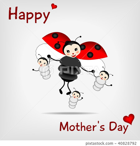 mother ladybug with three babies mother ladybug with three babies 40828792
