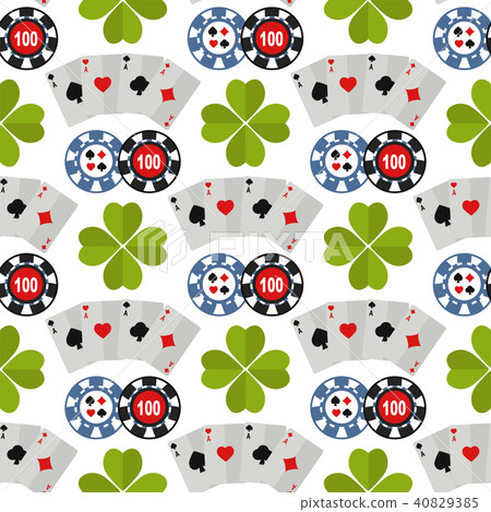 Casino roulette gambler joker slot machine poker game seamless pattern background vector Casino roulette gambler joker slot machine poker game seamless pattern background vector 40829385