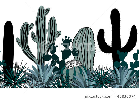 Hand drawn seamless pattern with cacti Hand drawn seamless pattern with cacti 40830074