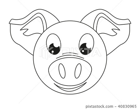 Line art black and white pig face Line art black and white pig face 40830965