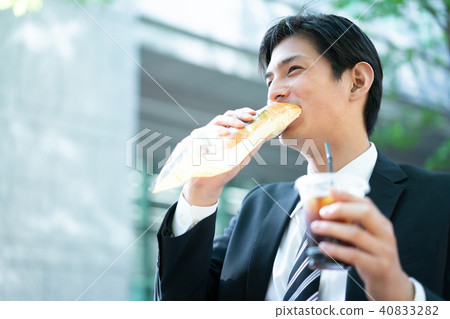 Businessman bread break busy 40833282