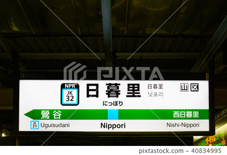 Yamanote Line Nameplate Nippori Station JK32 40834995