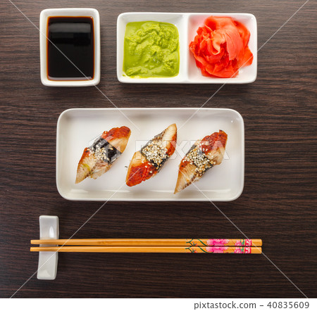 Japanese food, sushi with eel Japanese food, sushi with eel 40835609
