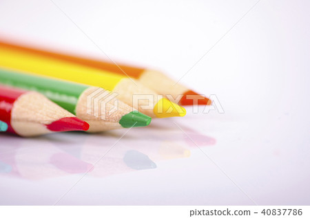colorful color pencil stacked on white background  40837786