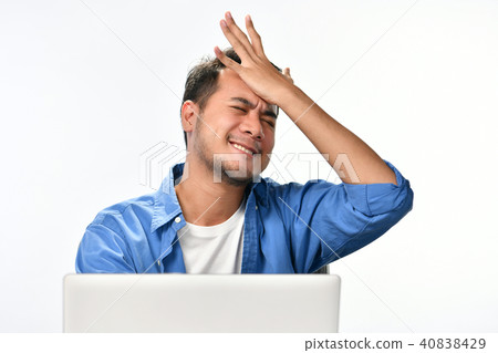 Startup business man getting stressed 40838429