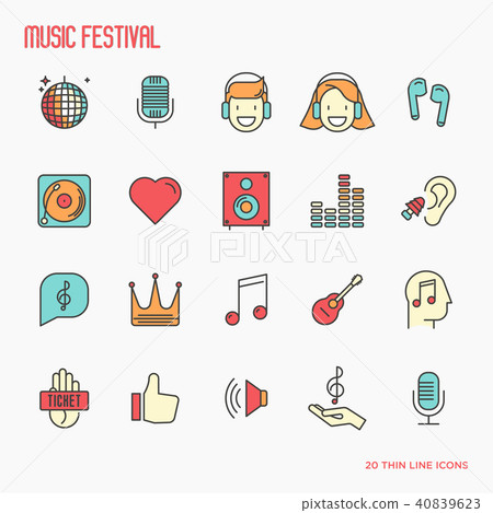 Music festival thin line icons icons set - Stock Illustration [40839623] -  PIXTA