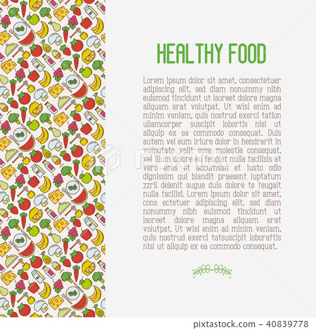 Organic food concept with thin line icons 40839778