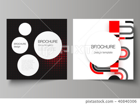 The vector illustration of editable layout of two covers templates for square design brochure 40840306