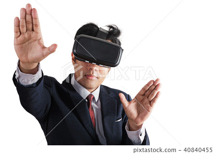 businessman in suit with virtual reality glasses  40840455