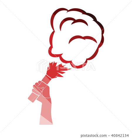 Football fans hand holding burned flayer 40842134