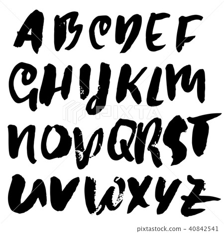 Grunge distress font. Modern dry brush ink letters. Handwritten alphabet. Vector illustration. 40842541