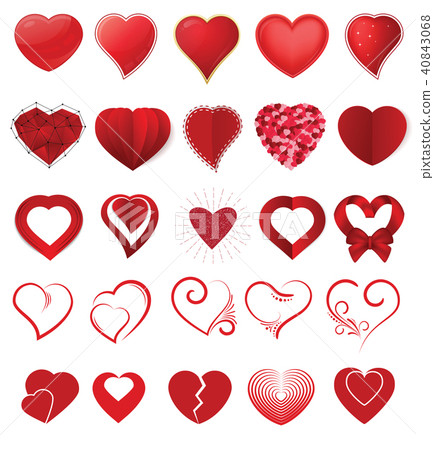 Heart on valentines day in love vector lovely red sign on hearted celebration and greeting card with 40843068