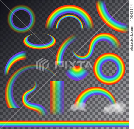 Rainbow vector colorful bowed arc in raining sky multicolored cartoon arch or bow spectrum of colors Rainbow vector colorful bowed arc in raining sky multicolored cartoon arch or bow spectrum of colors 40843144